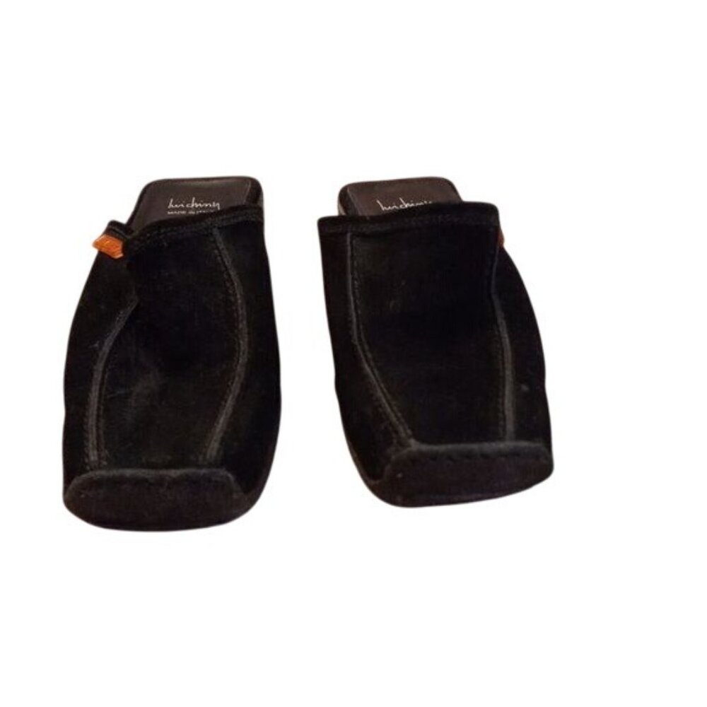 Luichiny Size 40 US 9 - 9.5 Womens Black Suede Slip-On Mules Low Wedge Heel - Picture 2 of 8